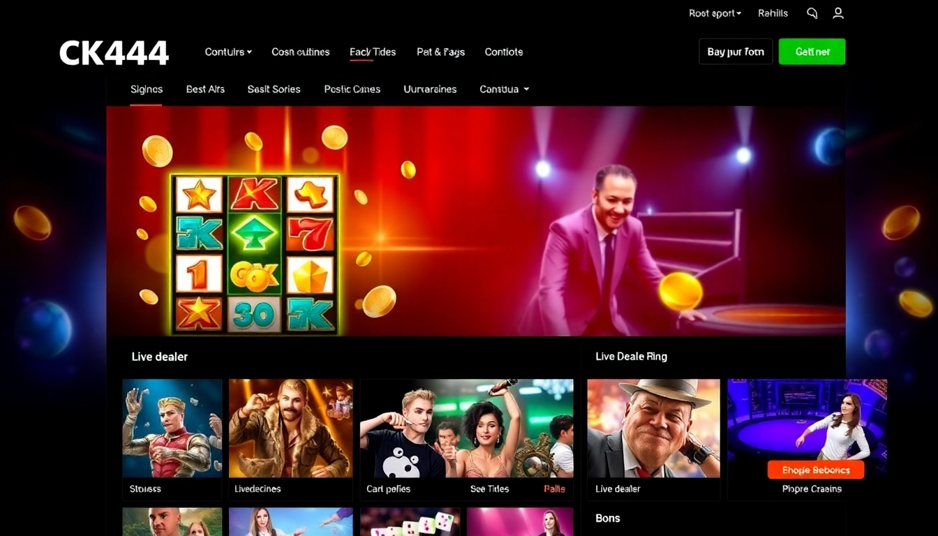 CK444 online gaming platform showcasing slots, live dealer, and sports betting in a vibrant, user-friendly interface for Bangladeshi players.