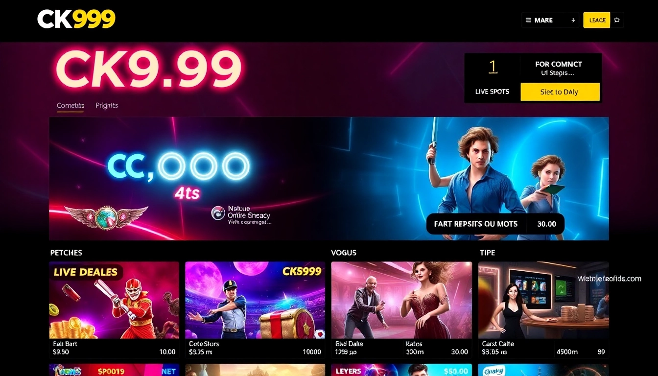 CK999 online casino platform showing sports betting and slot games for enthusiasts.