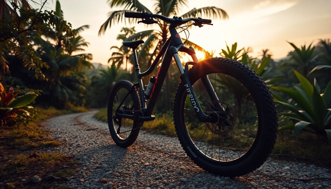 Trek mountain bike on challenging jungle trail – adventurous cycling in nature