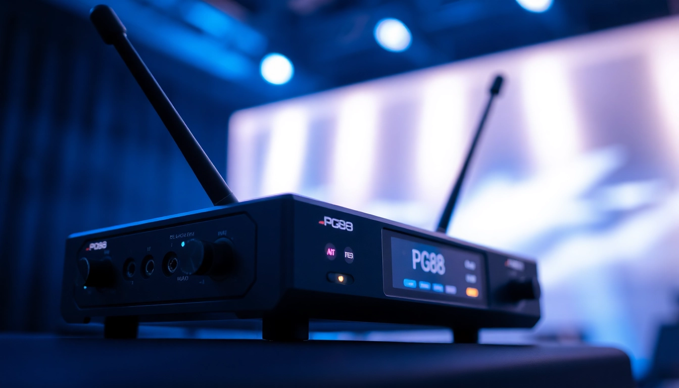 PG88 wireless microphone receiver in action, highlighting its signal strength and diversity antenna for enhanced performance and reliability.