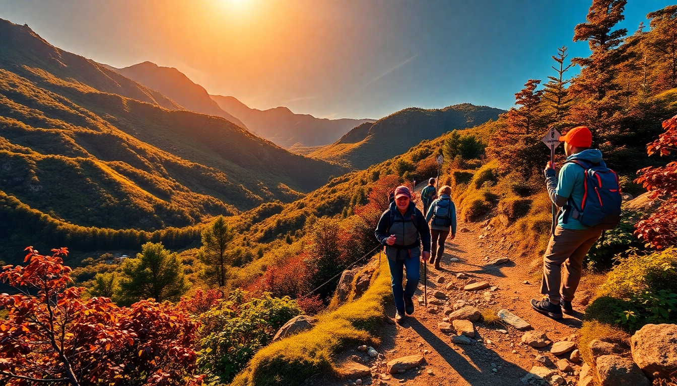 Guided hike through scenic mountain trail led by expert guides, showcasing adventure and nature access.
