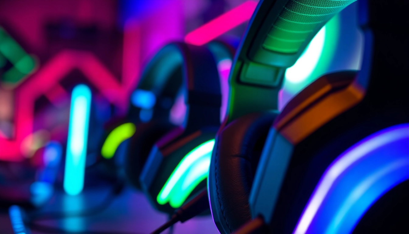 High-quality gaming headsets with RGB lighting and advanced microphones for immersive sound and comfort.