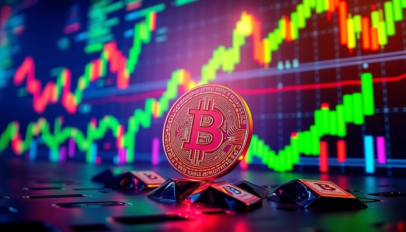 Dynamic bitcoin coin ascending over crypto charts symbolizing market growth and digital