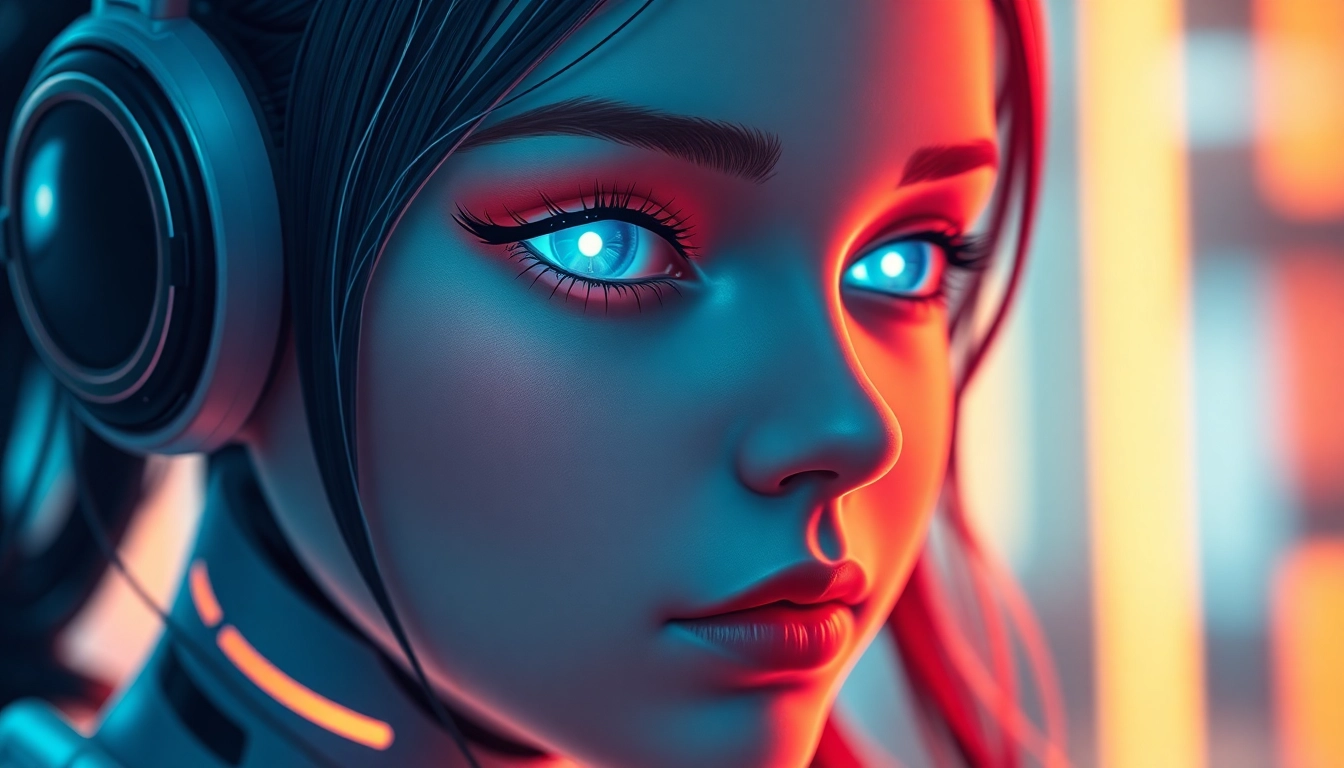 AI girlfriend engaging in a realistic chat interface with expressive visual elements, designed to appeal to users seeking NSFW digital companionship.