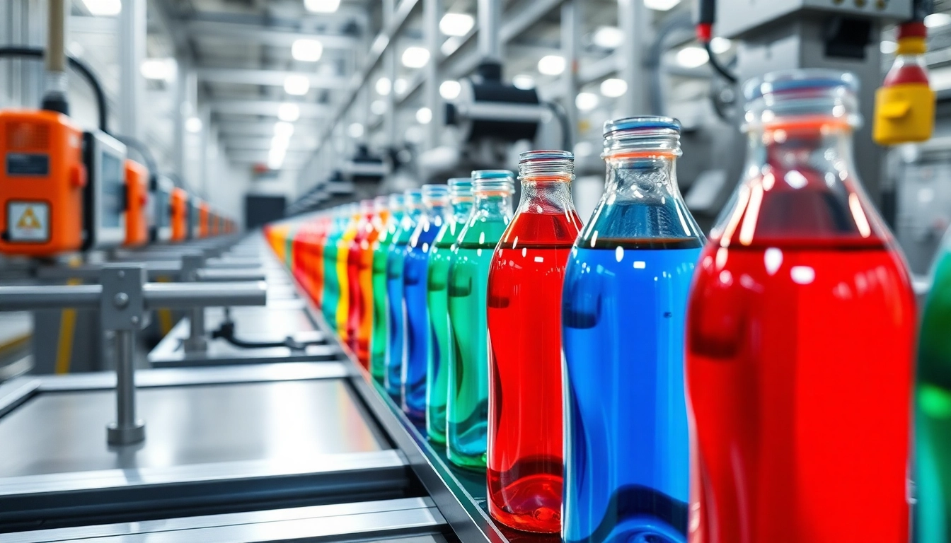 Polietilen sise manufacturing process with high-quality plastic bottles in a bright factory setting