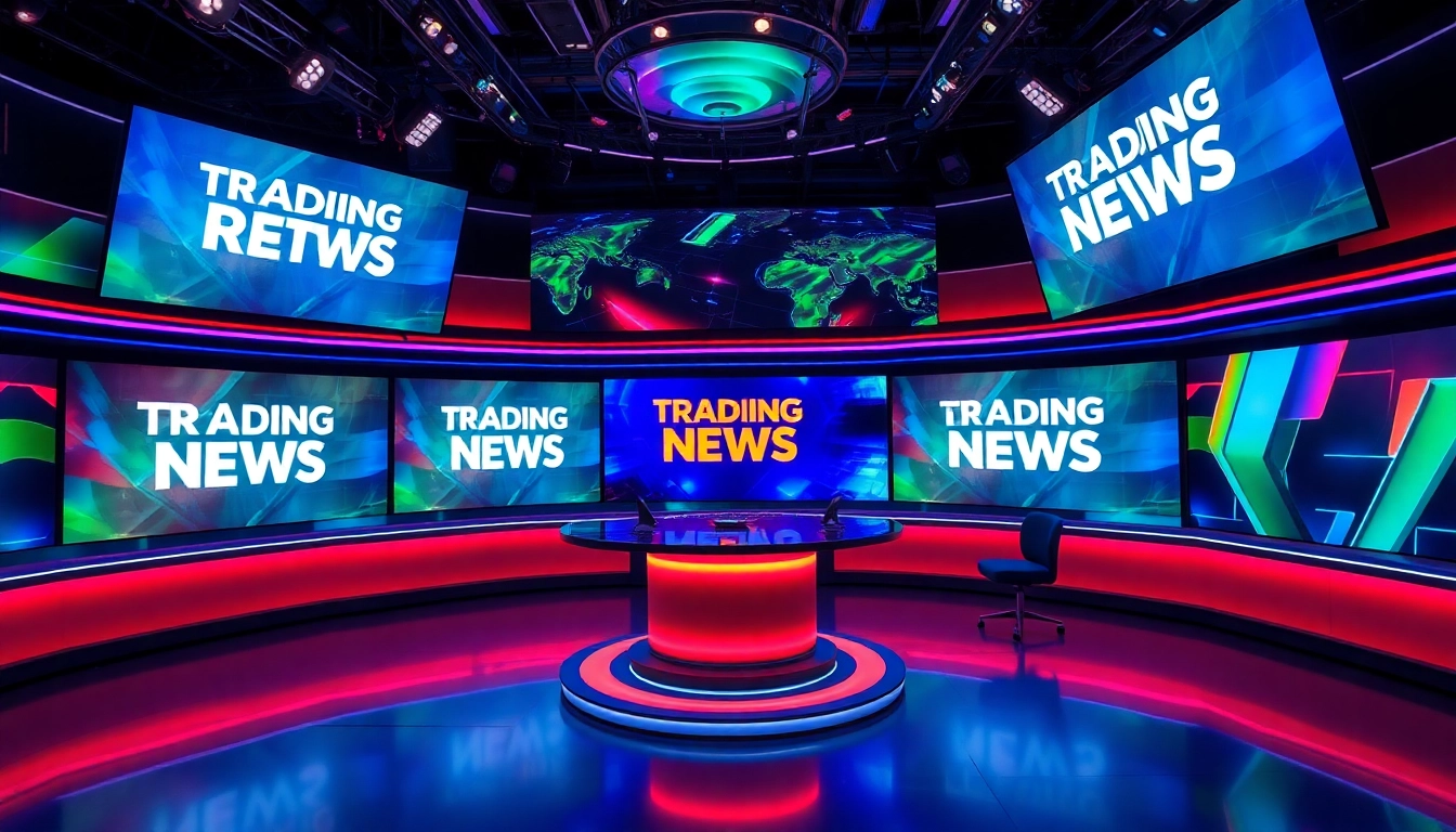 Up-to-date Trading News UK headlines on digital screens in a professional newsroom setting