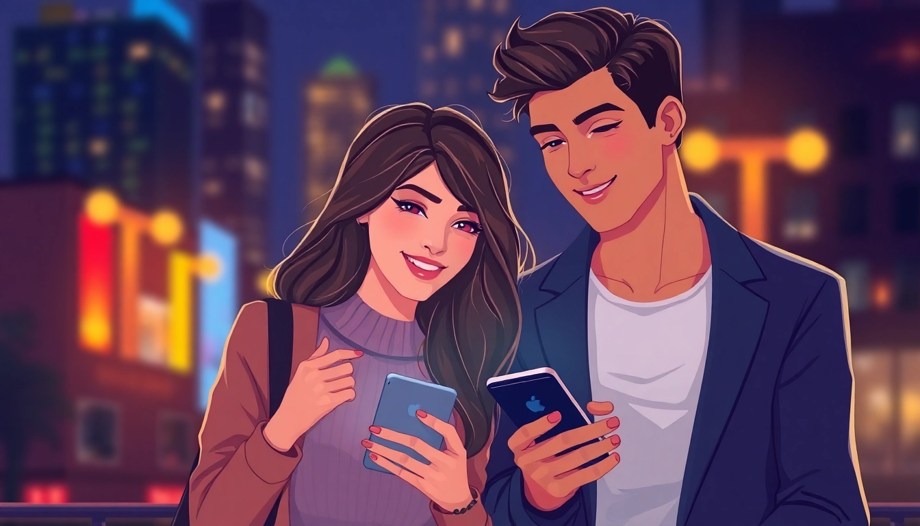 Plans culs concept a couple exchanging private messages on smartphone in a trendy urban