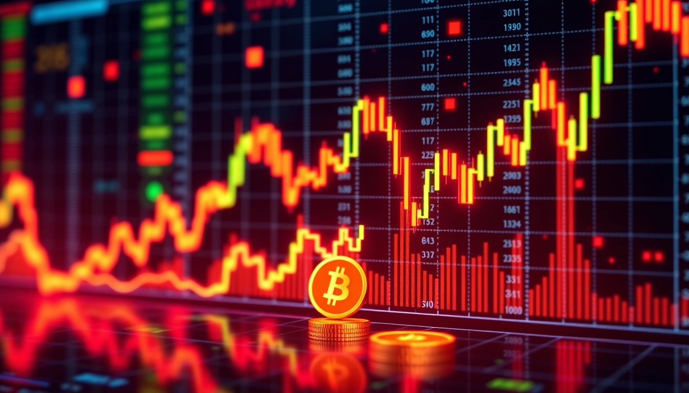 Cryptocurrency Market Update visual with digital charts, market trends, and financial symbols