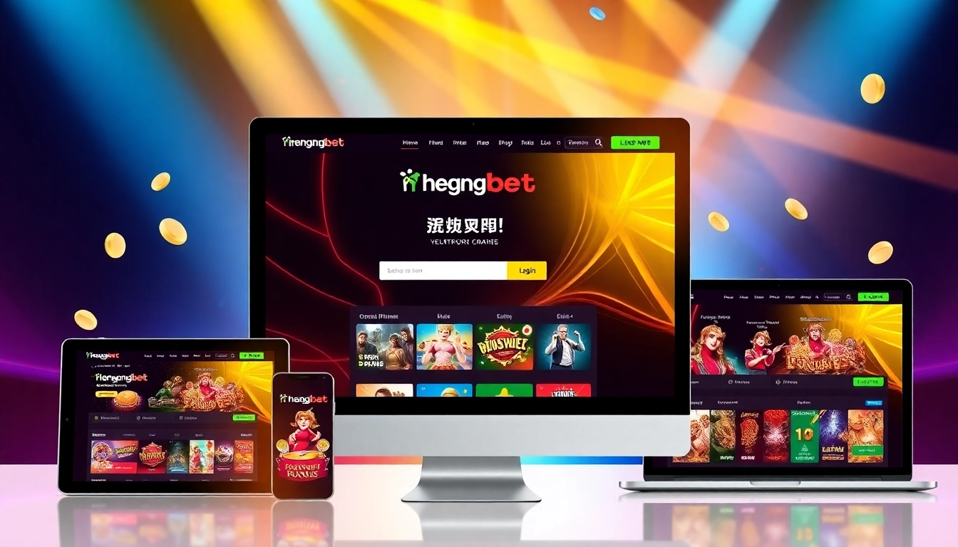 Hengongbet online casino platform displayed on devices with secure login and engaging games for
